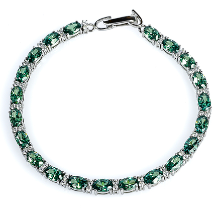 Alexandrite Color Change Sterling Silver Bracelet Oval Cut Stones