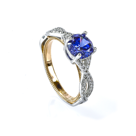 Silver Yellow Gold Plated 6 mm Tanzanite Silver Ring