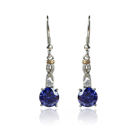 Silver Blue Brilliant Cut Tanzanite Set Earrings Pendant