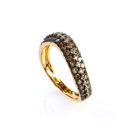 0.76 CTW 14K Yellow Gold Chocolate Diamonds Ring