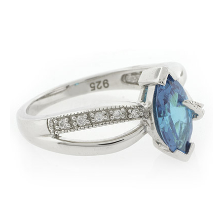 Marquise Cut Blue Topaz Silver Ring