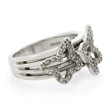 Genuine Diamond Butterfly Silver Ring