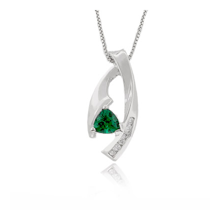 Silver Emerald Pendant With Cubic Zirconia