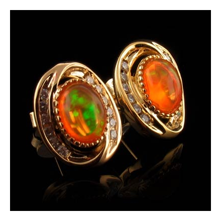 14K Gold Plated Quality Fire Opal Silver Earrings