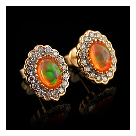 14K Gold Plated Quality Fire Opal Silver Earrings
