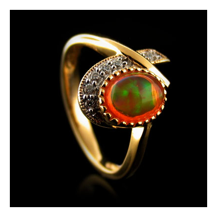 Unique Fire Jelly Opal Ring