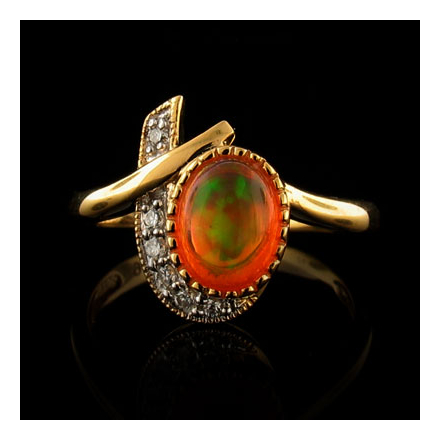 Unique Fire Jelly Opal Ring