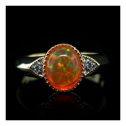 14K Gold Plated Quality Fire Opal Silver Ring