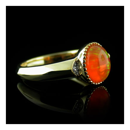 14K Gold Plated Quality Fire Opal Silver Ring