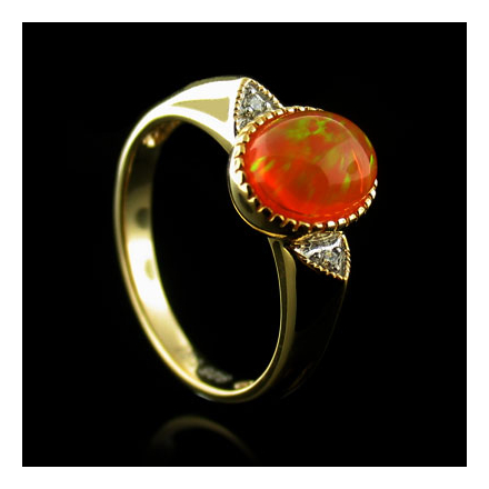 14K Gold Plated Quality Fire Opal Silver Ring