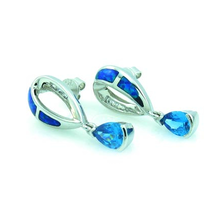 Australian Opal with Blue Topaz Earrings