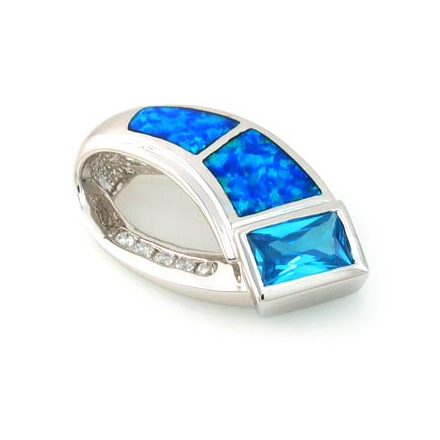 True Glamour Australian Opal Pendant with Blue Topaz