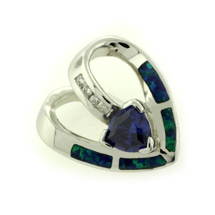 Australian Opal with Tanzanite Heart Pendant