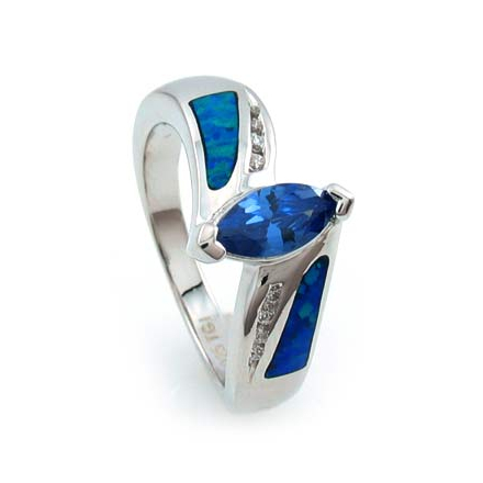 Australian Opal Ring with Marquise Cut Tanzanite