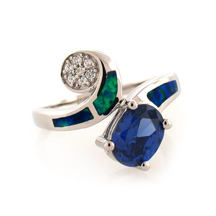 Australian Opal Stylish Ring with Tanzanite