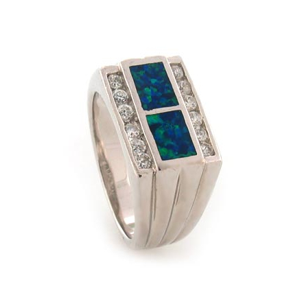 Australian Opal with CZ Unisex Ring