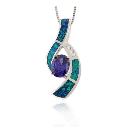 Australian Opal Pendant with Tanzanite