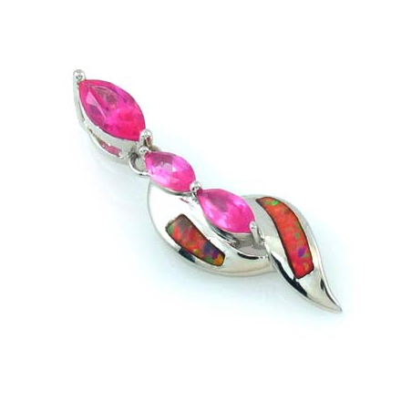 Pink Australian Opal with Pink Sapphire Pendant