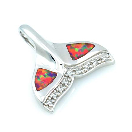Pink Australian Opal Whale Tail Pendant