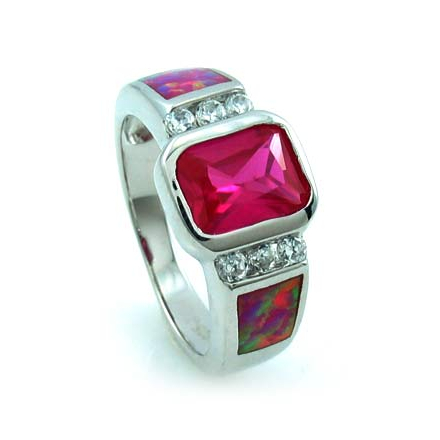 Ruby Ring with Australian Opal