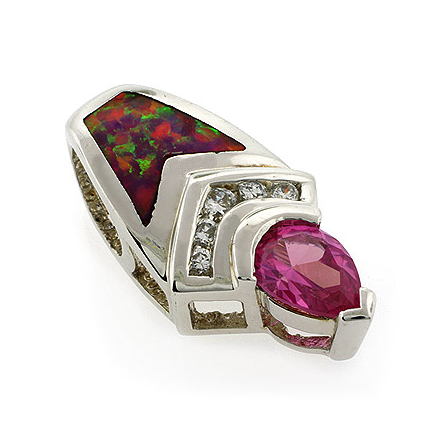 Free Shape-cut Opal Pendant with Pink Sapphire