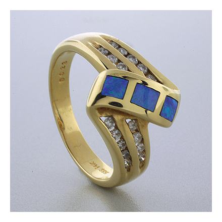 Inlaid Australian Opal Genuine Diamond Ring