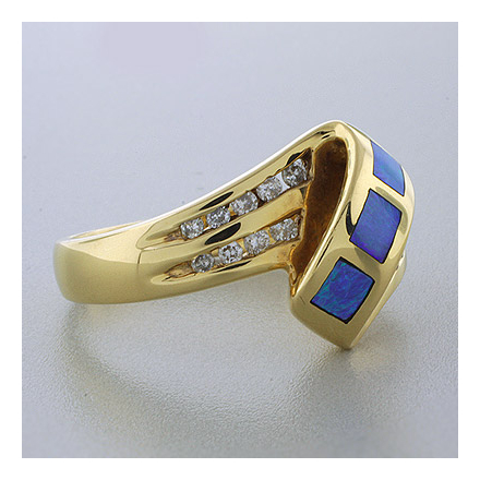 Inlaid Australian Opal Genuine Diamond Ring