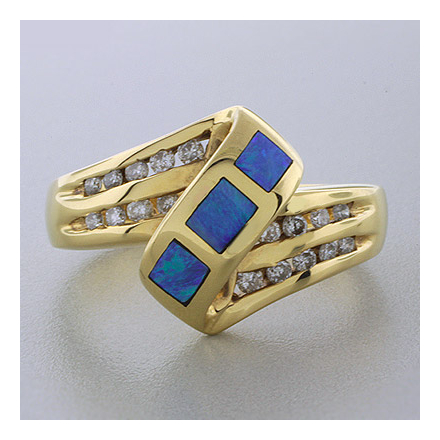 Inlaid Australian Opal Genuine Diamond Ring