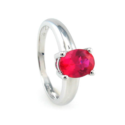 Ring With Ruby In Sterling Silver