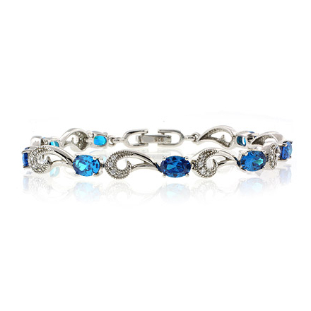 Silver Bracelet with Blue Topaz Gemstone