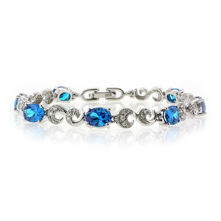 High Quality Blue Topaz Silver Bracelet