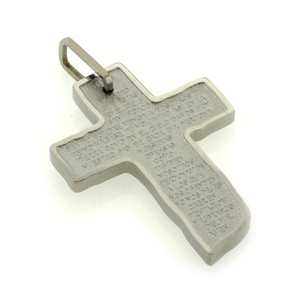 Titanium Cross Pendant with Writings