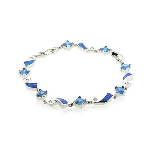 Australian Opal with Blue Topaz Bracelet