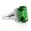 Very Big Emerald Cut Emerald Sterling Silver Ring