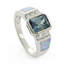 Opal Emerald Cut Alexandrite Silver Ring