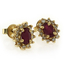 14K Yellow Gold Genuine Ruby with Diamond Earrings
