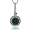 Round Cut Emerald Gemstone Silver Pendant