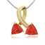 Two Stone Fire Opal Gold Plated Silver Pendant