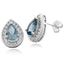 Aquamarine Pear Cut Silver Stud Earrings
