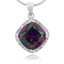 Cushion Cut Mystic Topaz Silver Pendant