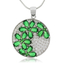 Micro Pave Emerald Flower Silver Pendant