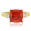 Princess Cut Fire Cherry Opal Gold Plated Silver Ring