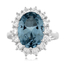 Aquamarine Princess Kate Style Silver Ring