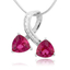 Two Stone Ruby Silver Pendant