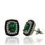 Sterling silver and Emerald Earrings With Simulated Diamonds