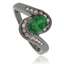 Oval-Cut Emerald Black Silver Ring