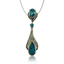 Wonderful Sterling Silver and Drop Cut Topaz Pendant With Simulated Diamond