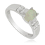 White Opal and Sterling Silver Ring with zirconia
