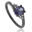 Solitaire Oval Cut Tanzanite Oxidized Silver Ring