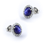 Silver Princess Cut Earrings with Star Sapphire